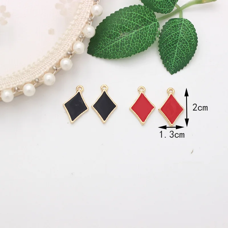 20pcs/Lot Enamel Playing Card Shape Enamel Charms KC Gold Color Tone DIY Jewelry Bracelet Earring Making Pendants