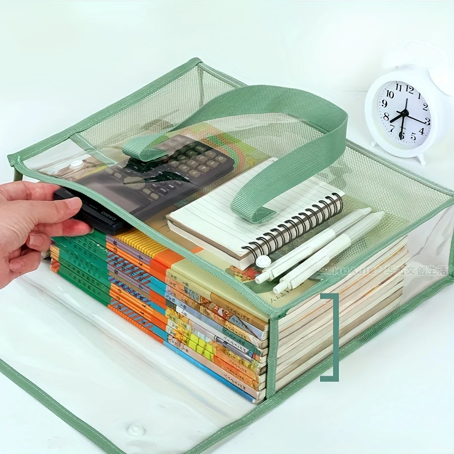 large capacity portable transparent waterproof handheld folder, expandable file storage bag, PVC self-adhesive file bag for of