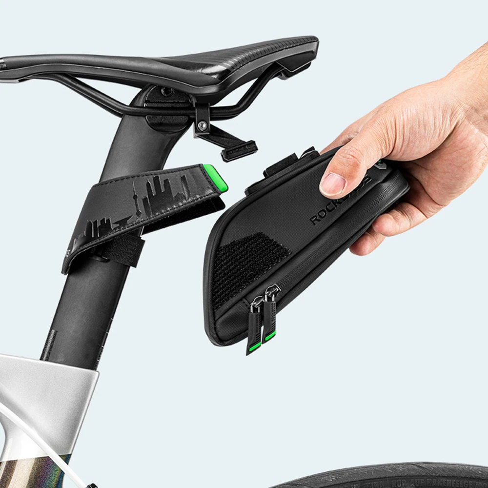 

ROCKBROS Велосипедная седельная сумка, отражающая дорожная велосипедная сумка, водонепроницаемая сумка для заднего сиденья, сумка для инструментов, велосипедная светоотражающая полоса