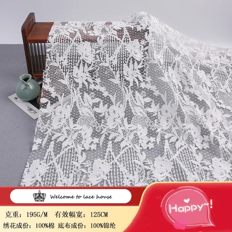 

New Flower Embroidery New Chinese Style Spring Autumn Top Dress Fabric Accessories