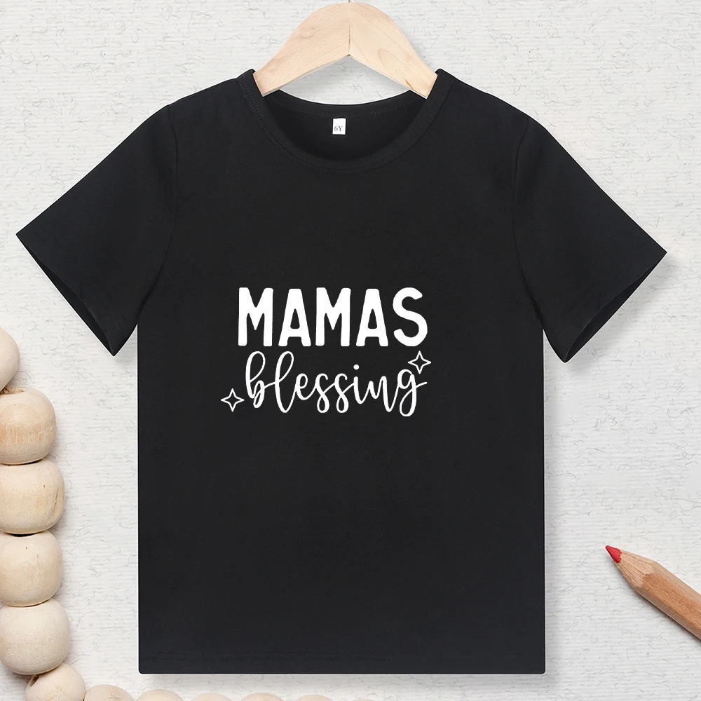 Kids T-shirt Cute Boys and Girls Clothes Summer Black Trendy Top Creative Text Printed Short Sleeves Casual Outdoor Tee