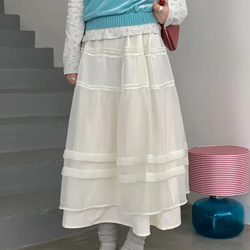 

Новая женская универсальная юбка из фатина с эластичной талией и вставками, коллекция Весна-Лето 2026