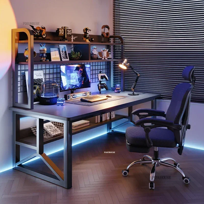 Nordic Wooden Computer Desks Home Office Furniture Student Writing Table Integrated Desk Bookshelf Simple Desktop Gaming Desks O