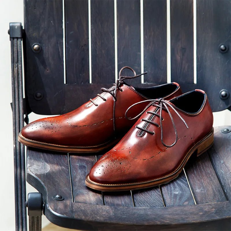 

Derby Shoes Men's Brogues Carved Casual Italian Business Dress Handmade Wash Leather British Japanese Oxford Wedding