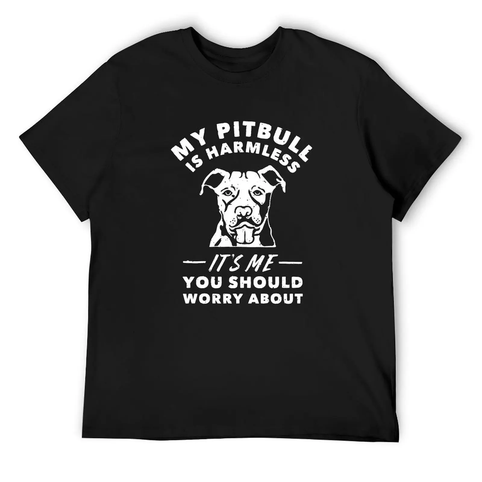 My Pitbull Is Harmless It's Me You Should Worry About T Shirt T-Shirt plus sizes Short sleeve tee tees mens t shirts top quality