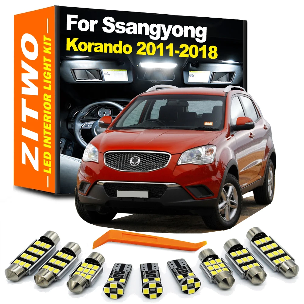 ZITWO 11Pcs LED Interior Light Plate Trunk Lamp Kit For Ssangyong Korando C 2011 2012 2013 2014 2015 2016 2017 2018 Accessories