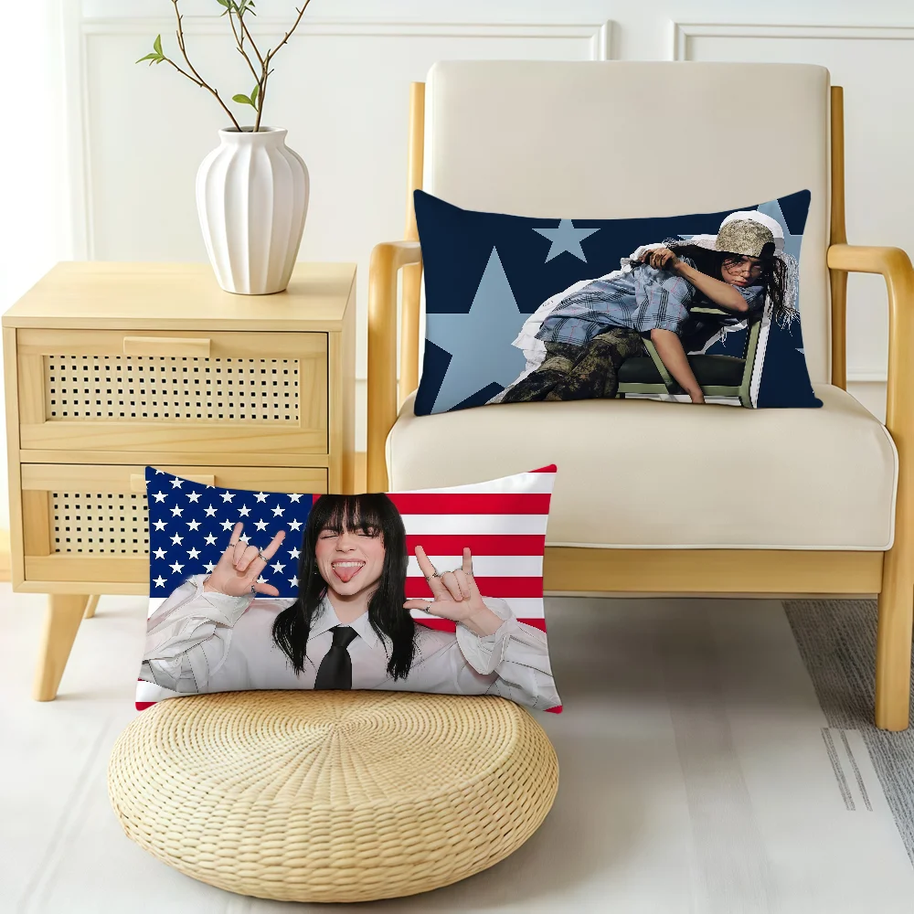 Singer B-Billie E-Eilish-ES cushion cover Hit Product Home Sofa living Room Double-sided Soft Decorative Pillow Cover