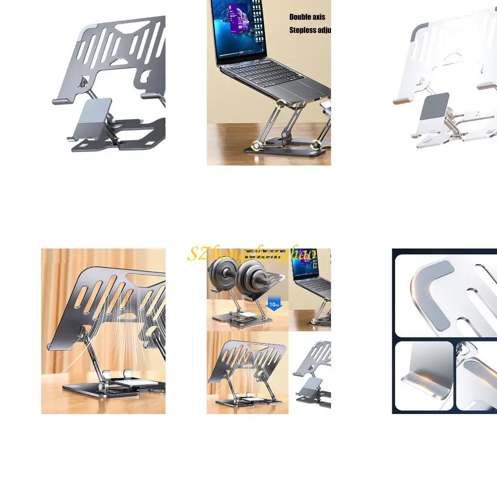 

Foldable Laptop Stand Portable Desktop Bracket Phone Holder With Soft Silicone Slip proof Pad Alloy Steel Construction 601D