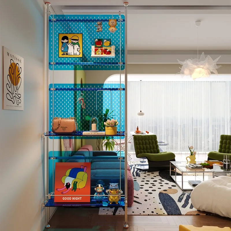 Indomitable acrylic optical axis hole board without punching, aluminum profile screen partition decorative board storage rack