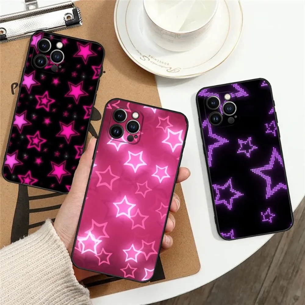 

Y2k Star Element Phone Case Phone Case for Apple iPhone, 13, 14,13,12,11,XS,XR,X,8,7,Pro,Max,Plus, Mini Silicone Cover, Black