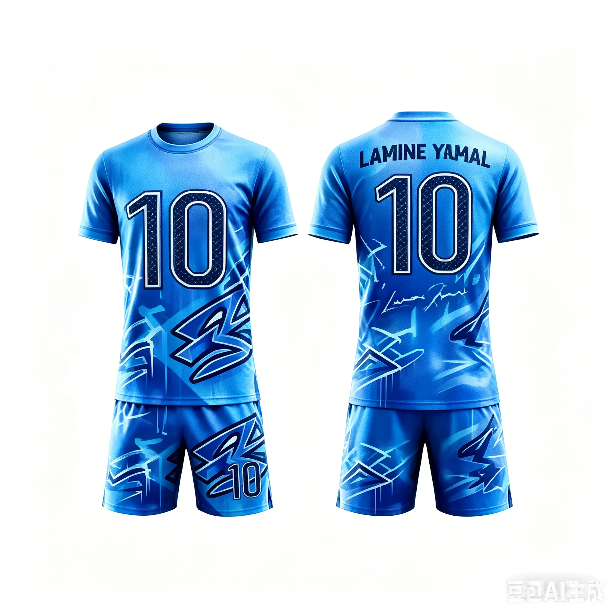 Nuovo stile estivo Yamal # Set di 10 maglie e pantaloncini da calcio ad asciugatura rapida e vestibilità comoda, abbigliamento da allenamento per bamb
