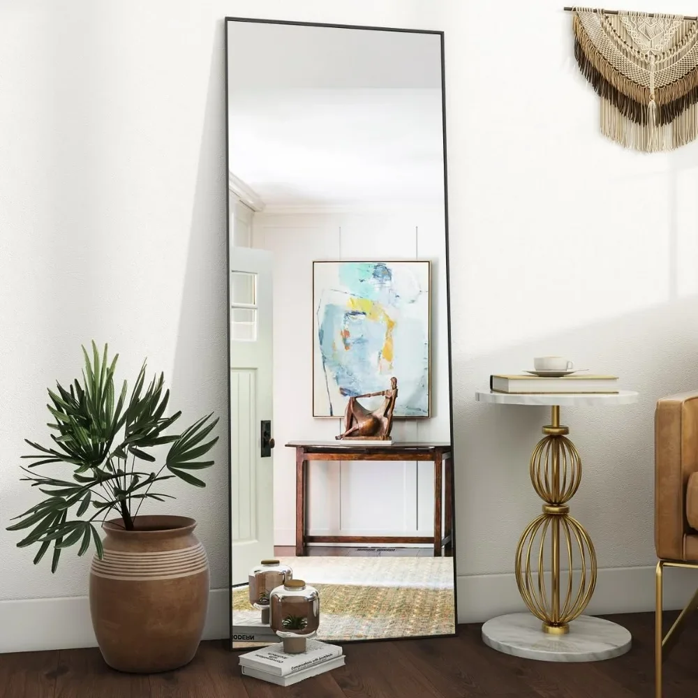 

Mirror Full Length, 18" x 58" Floor Mirror with Stand, Aluminum Alloy Frame Full Body Mirror, Standing Hanging or Leaning Agains