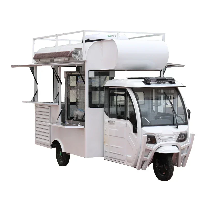 Fashion Electric three wheeled snack cart, breakfast, fast food, dining cart, mobile braised vegetable and cooked