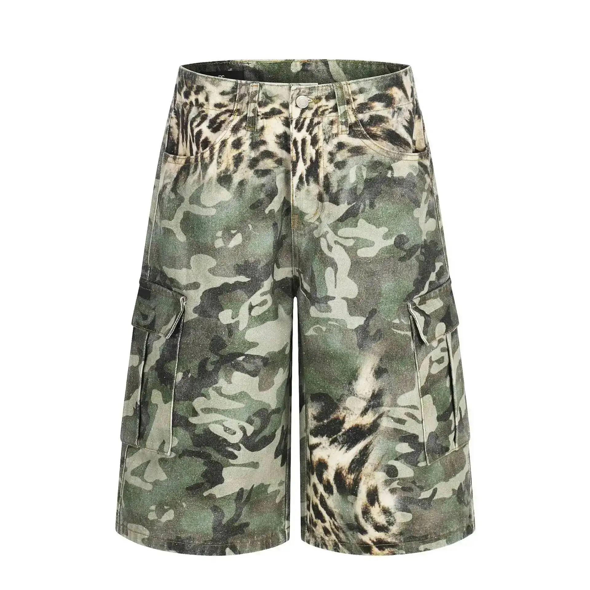Summer Leopard Print Camouflage 3D Printed Casual Men's Shorts Loose Straight Cropped Pants New Knee Length Pants 9X2BLW
