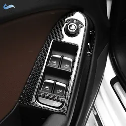 Car Carbon Fiber Door Armrest Panel Window Glass Lift Button Frame Trim For Audi A4 B8 2009 2010 2011 2012 2013 2014 2015 2016
