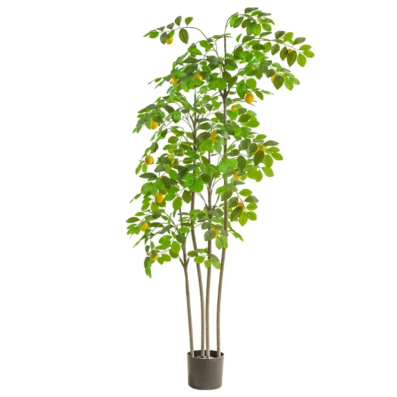Simulation Lemon Tree Potted Plant Artificial Greenery Bonsai Fake Tree for Indoor Living Room Home Decoration Ornament