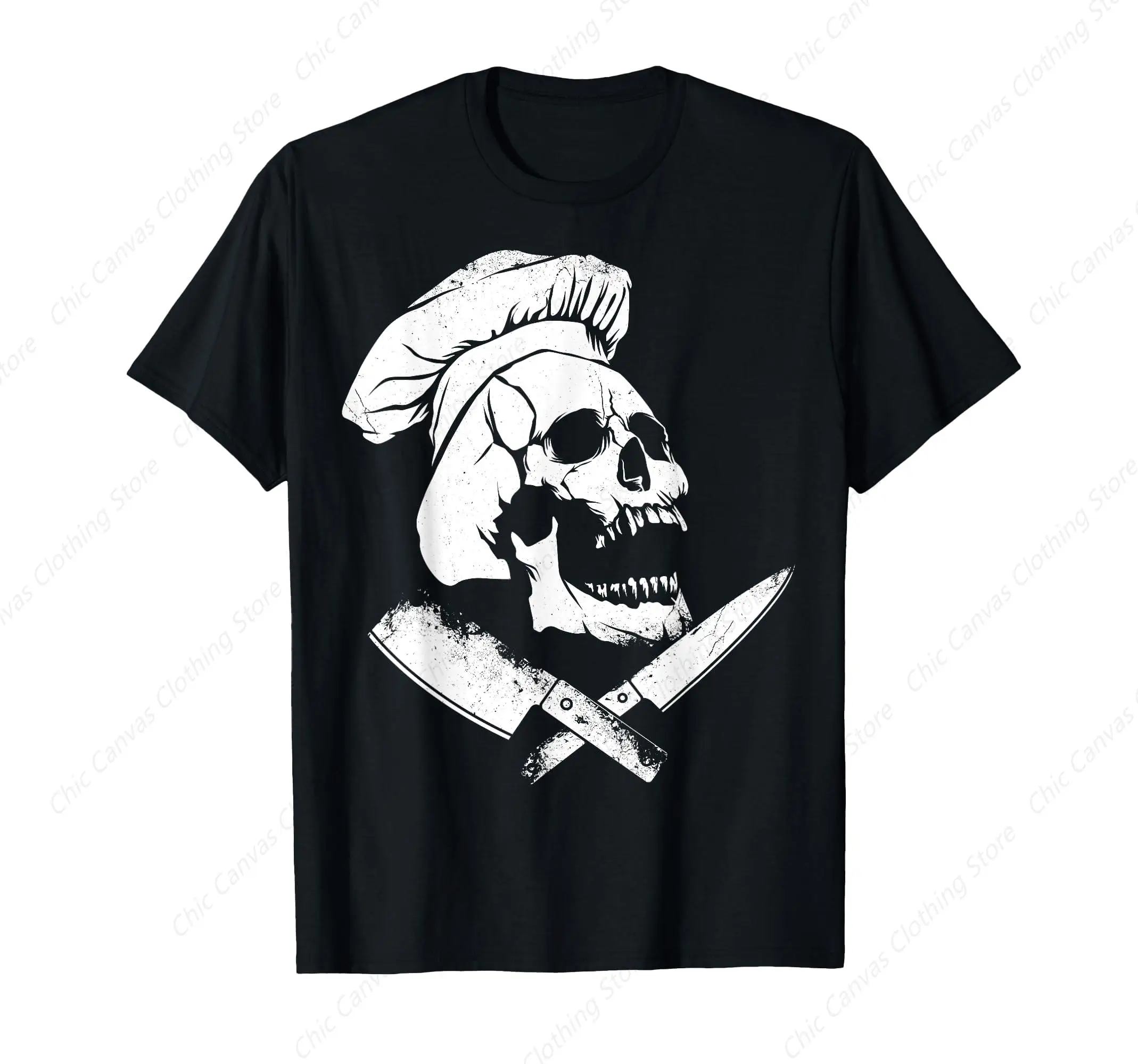 Professional Cooking Master Skull Knife Printed Shirt Cool Cooking Gift Men's T-shirt Cotton Comfortable Short Sleeve