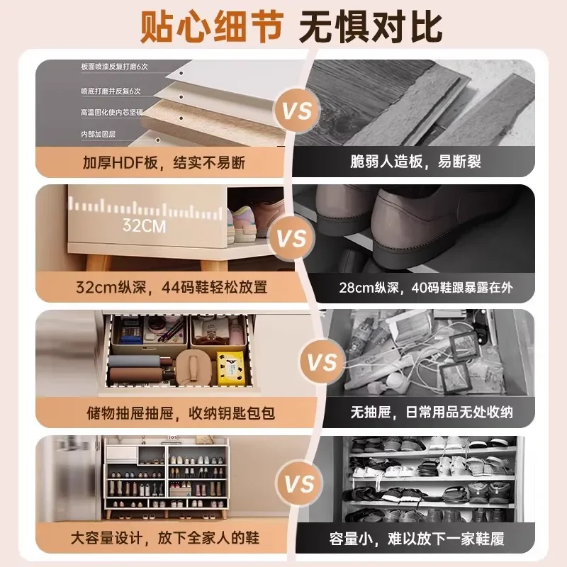 Home shoe cabinet Home door storage cabinet Integrated against the wall Multi-layer storage Large capacity corridor shoe rack