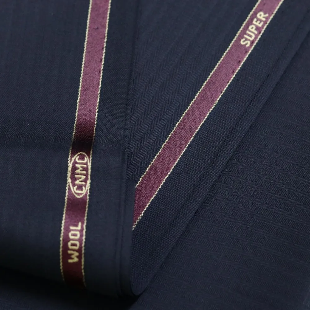 Anti-Static Wool Satin Back Gabardine Dark Navy Fabric Cloth Fabrics For Sewing Formal Suit Overcoat Uniform Cloth