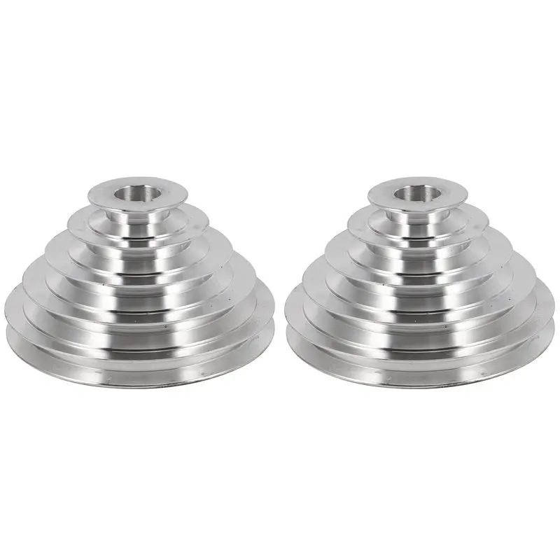 

2X 25Mm Bore Aluminum Pagoda Wheel A Type 5 Step Pagoda Pulley Wheel For V-Belt Timing Belt