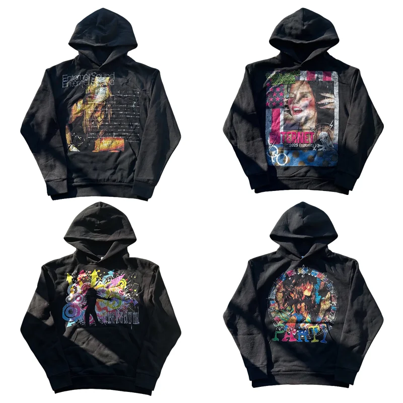

Music Graffiti Abstract Art Oversized Punk Vintage Graphic Pullover Hoodie Y2K Men Women Casual Hip Hop Streetwear Sweatshirt