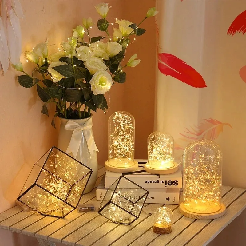 2/5/10M LED Copper Wire Light String Fairy Garland Battery Powered Garden Bedroom Party Wedding Christmas New Year Ornament