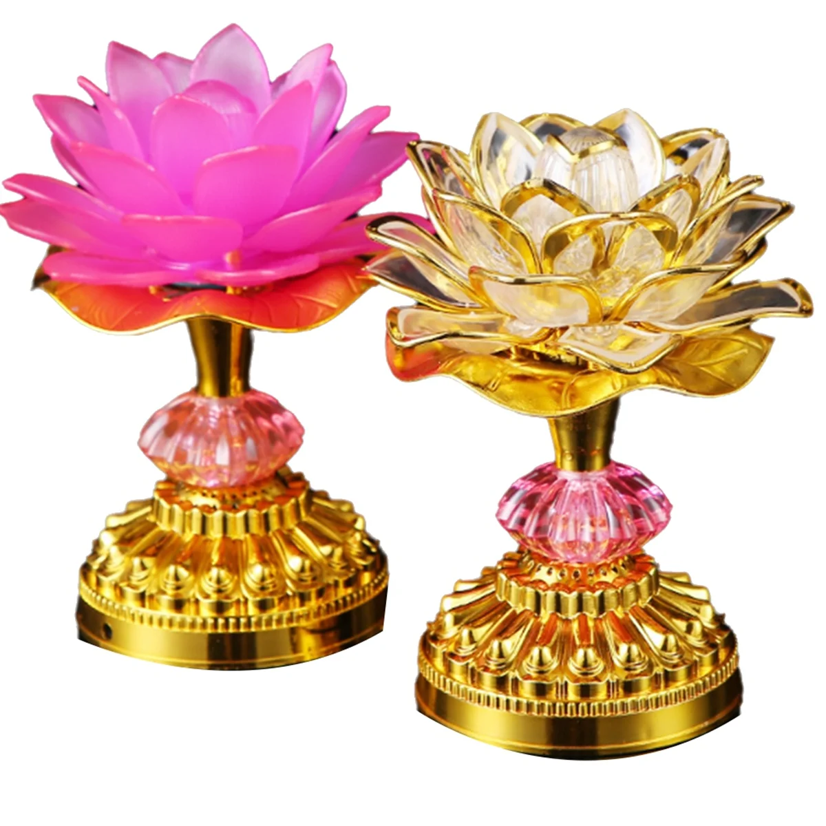 LED Buddha Lotus Lamp, US Plug Gold with 58 Songs