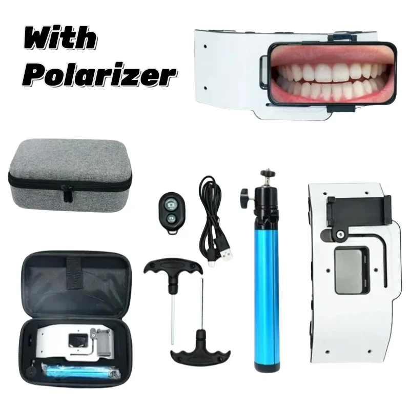 Dental Oral Filling Lamp with Polarizer Light Filter, Orthodontics Photography Flash Light with Bracket