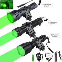 500 Yard 501B/C8/C8s Flashlight Green Red LED 1-Mode High Light Professional Hunting Torch USB Rechargeable Lantern