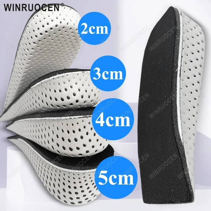 1/2 Pairs Height Increase Insoles 2-5cm Memory Foam Breathable Sweat Absorbent Heel Lifting Shoe Pads for Men Women