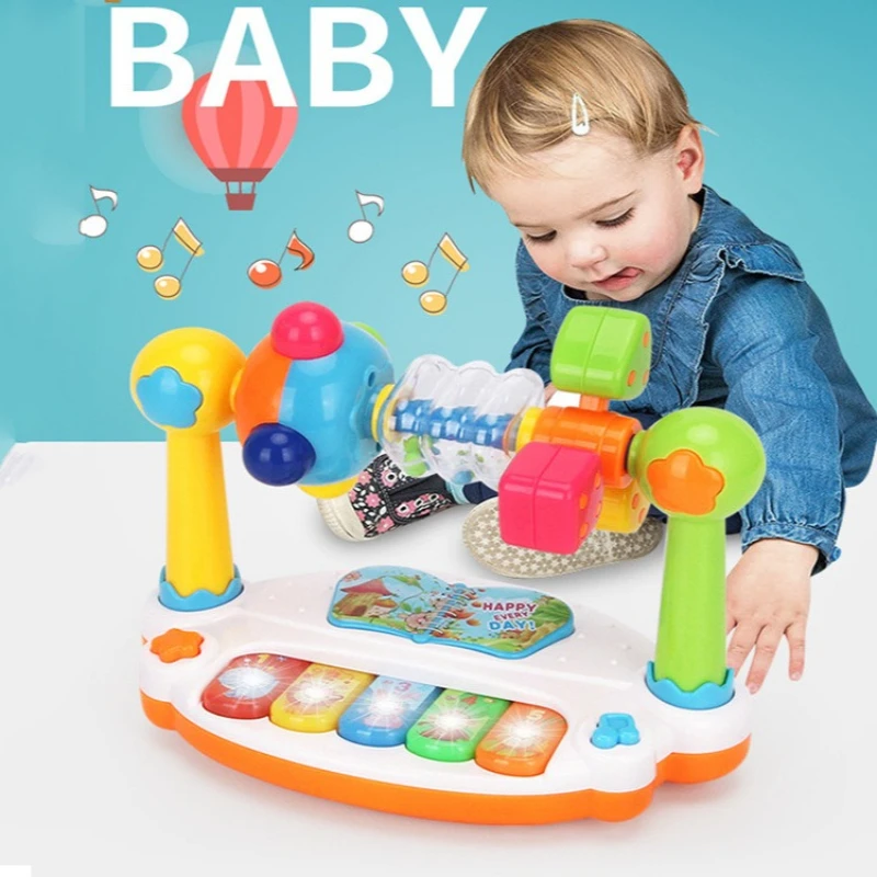 Puzzle Music Kingdom Baby Electronic Organ Toy Multifunctional Baby Early Education Singing Instrument with Lights
