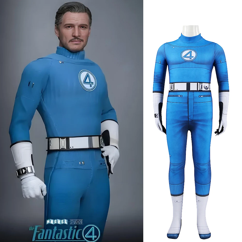 

Kids Fantastic Four Cosplay Mister Fantastic Reed Richards Costume 3D Printed Spandex Zentai Outfit Halloween Bodysuit Children