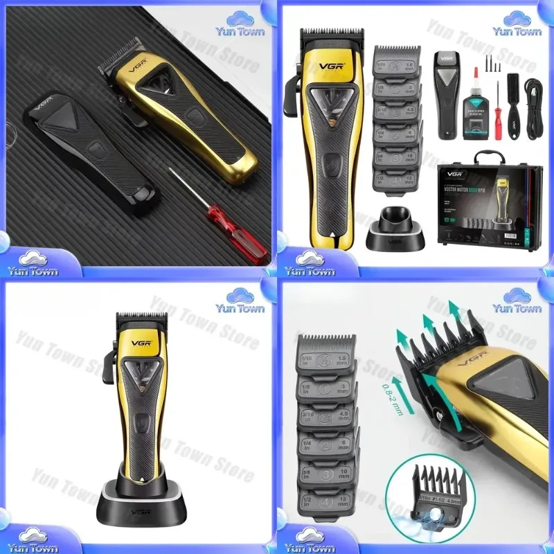 for VGR V-015 DLC Blade Vector Motor Hair Clipper 9000 rpm Cordless Rechargeable Professional Men Haircut Fader Barber Tool