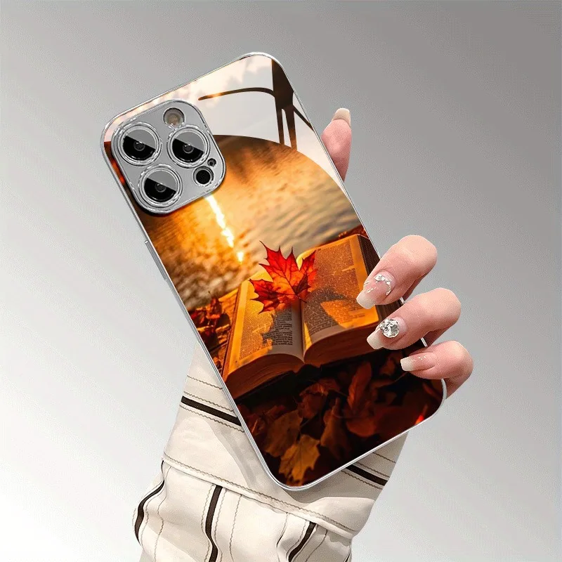 

Autumn Maple Leaves Glass Phone Case For vivo V50 V40 Y29 V30E Y28 V30 V40E Y78 Y27 V29E Y78 Y36 Y35 V27E V29 Pro Plus Lite 4G5G
