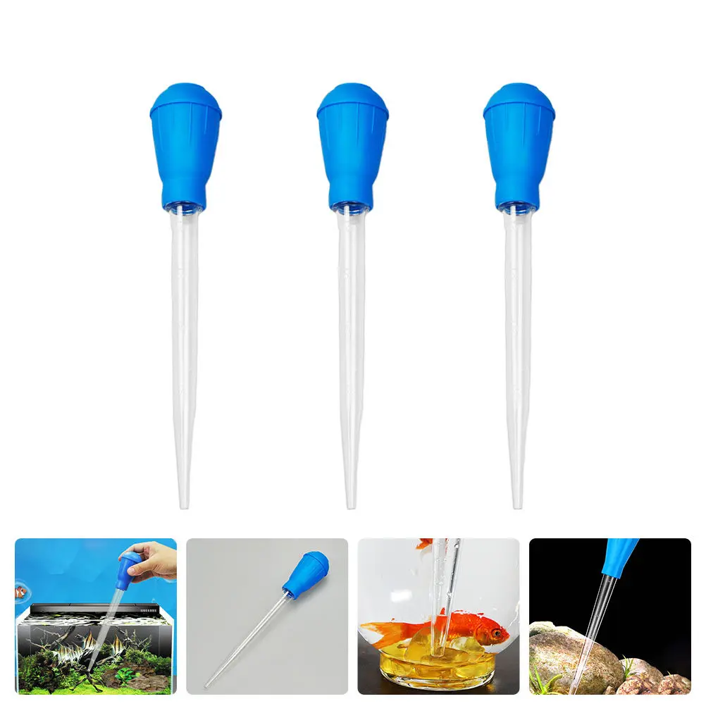 3Pcs Aquarium Clean Pipette Long Flexible Fish Tank Water Changer Gravel Cleaning Dropper Siphon Waste Remover Reusable