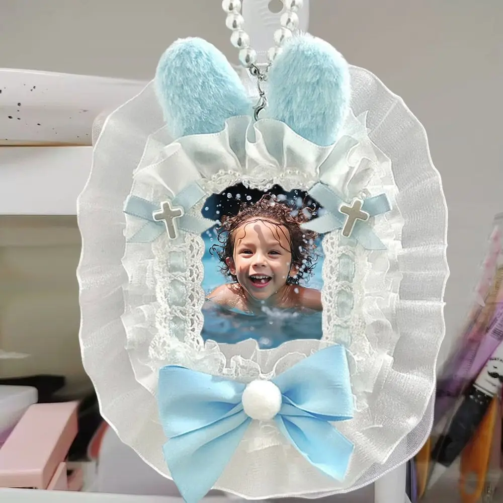 

Sweet 3 Inch Plush Card Holder Lace with Ribbon Idol Photo Case Bow DIY ID Card Protection Cover