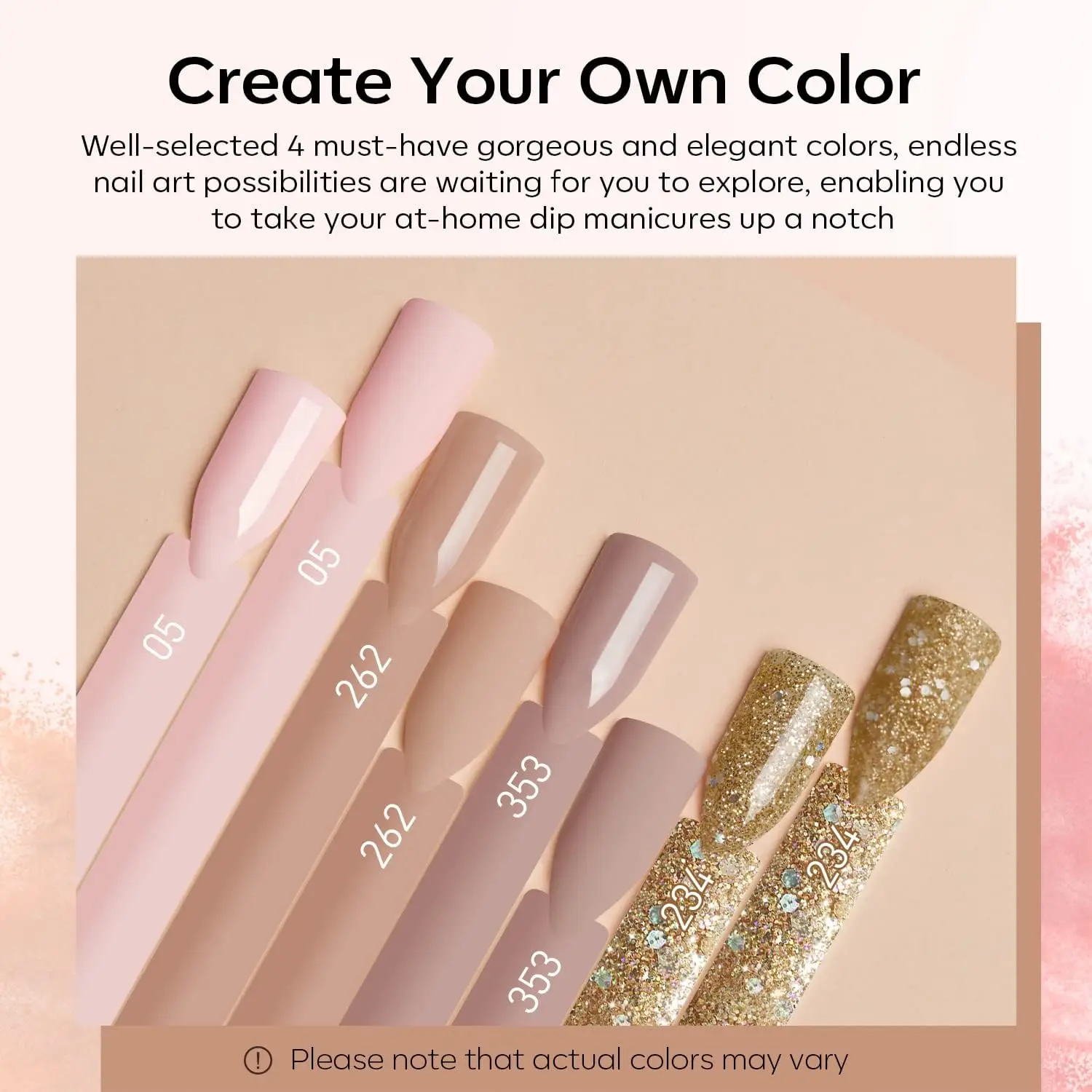 11 قطعة تراجع مسحوق مسمار عدة كاتب 4 ألوان عارية ضوء البيج نغمات الذهبي بريق محايد الاكريليك غمس مسحوق السائل مجموعة #2