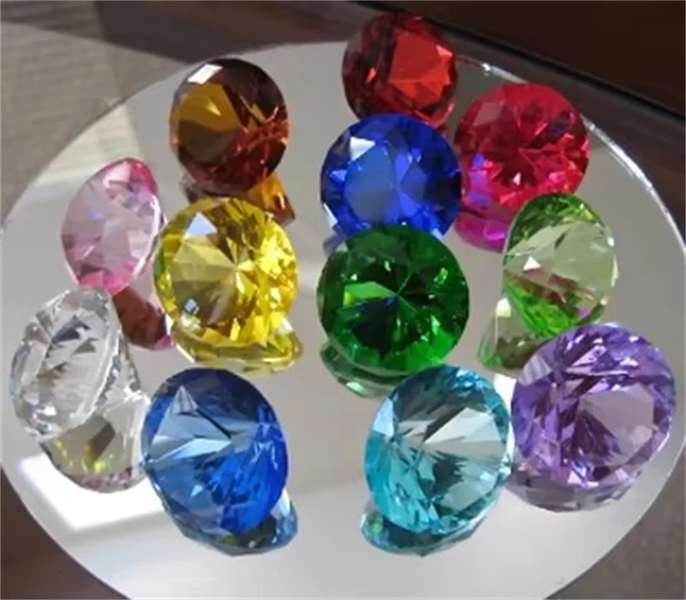 Custom 30mm-80mm color transparent crystal glass diamond paperweight for home decoration decorative arts and crafts