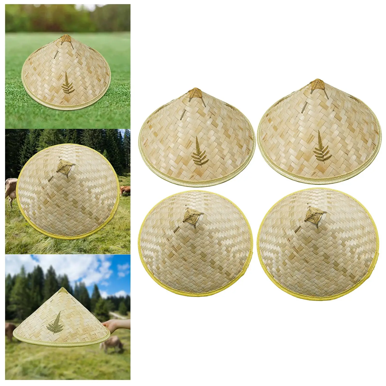 Bambushüte, Sonnenhüte, Wanddekoration, Kunsthandwerk, Malerei, asiatischer Hut für DIY, Strandmädchen – Detail 4