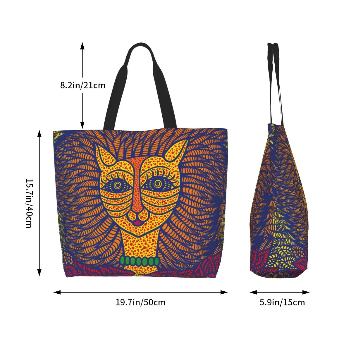 Yayoi Kusama Self-Portrait Grocery Tote Shopping Bags Women Abstract Art Canvas Shopper Shoulder Bag Large Capacity Handbag