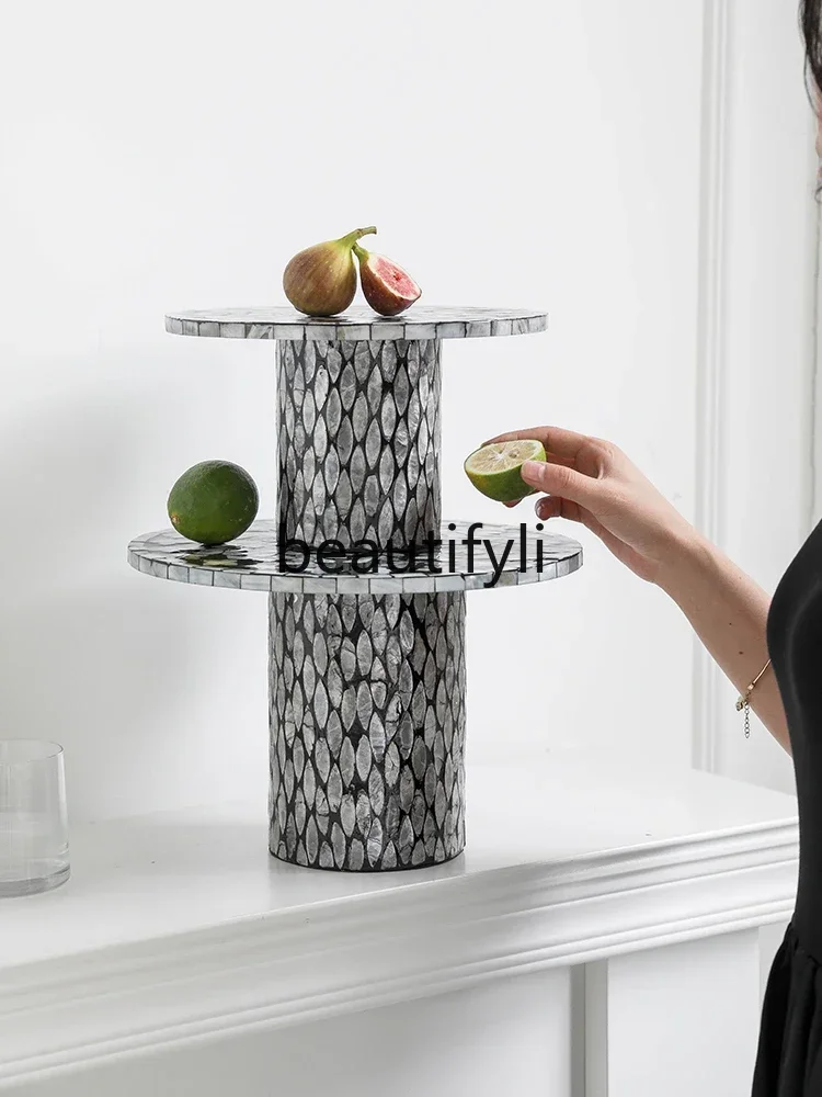 ss C Retro style high-end shell high-foot tray dessert table decorative ornament creative storage plate