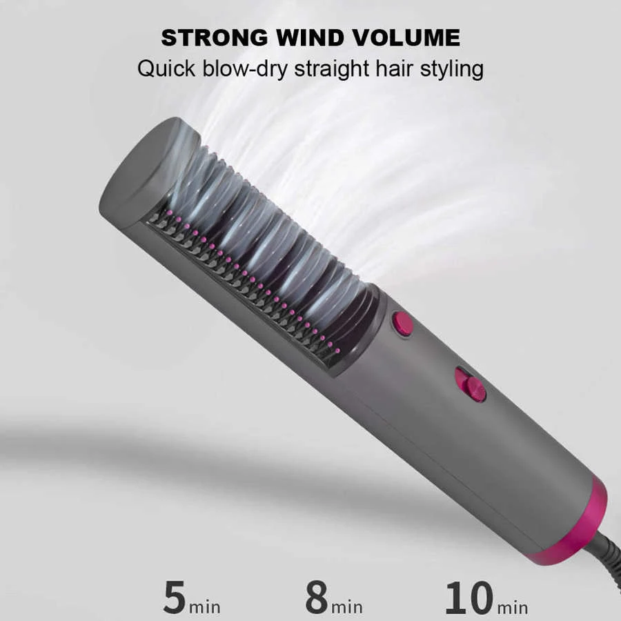 พกพากระบอกเครื่องเป่าผม Straightener แปรงหวีปรับอุณหภูมิเหล็กตรง Curly Hair Styling Stick