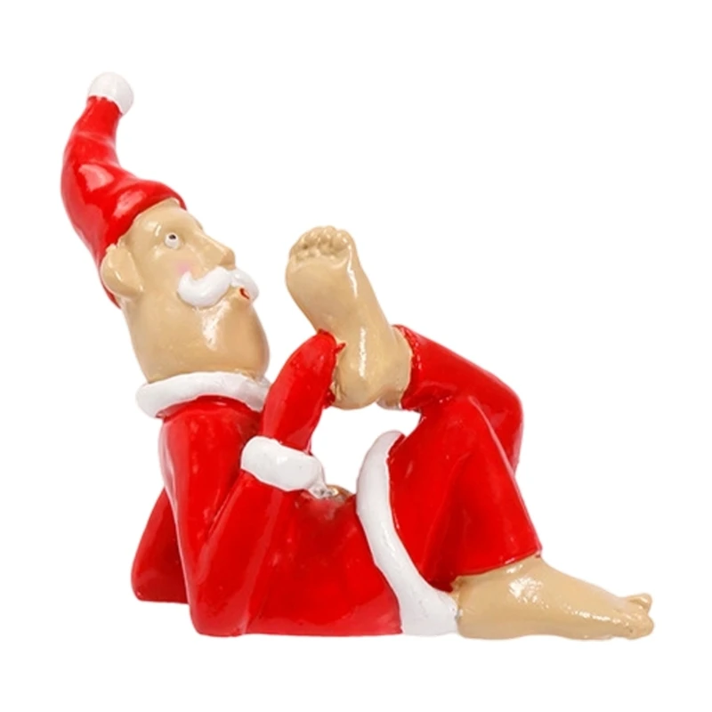 Santa Figurines Each in Different Poses, Christmas Home Decor, Set of Creative Christmas Small Hand Collectibles Santa for C7AC