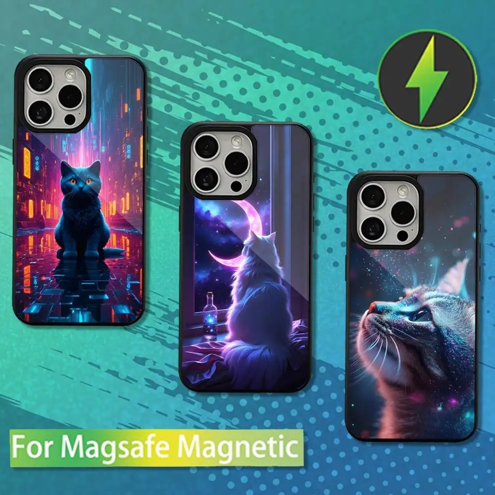 

Phantasy Painting Art Cat Phone Case For iPhone 16,17,15,14,13,12,11,Pro,Max,Plus,Mini,Magsafe,Magnetic Wireless Charging Case