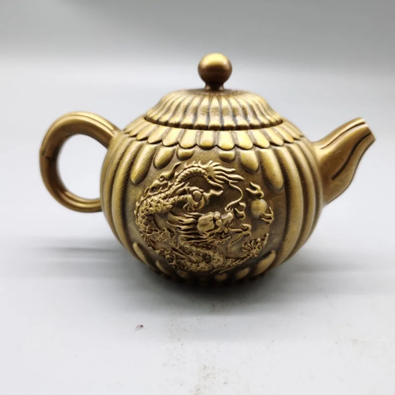 

Double Dragon Copper Kettle Brass Dragon and Phoenix Kettle Pure Copper Wine Kettle Water Kettle Kung Fu Tea Set Home Living Roo