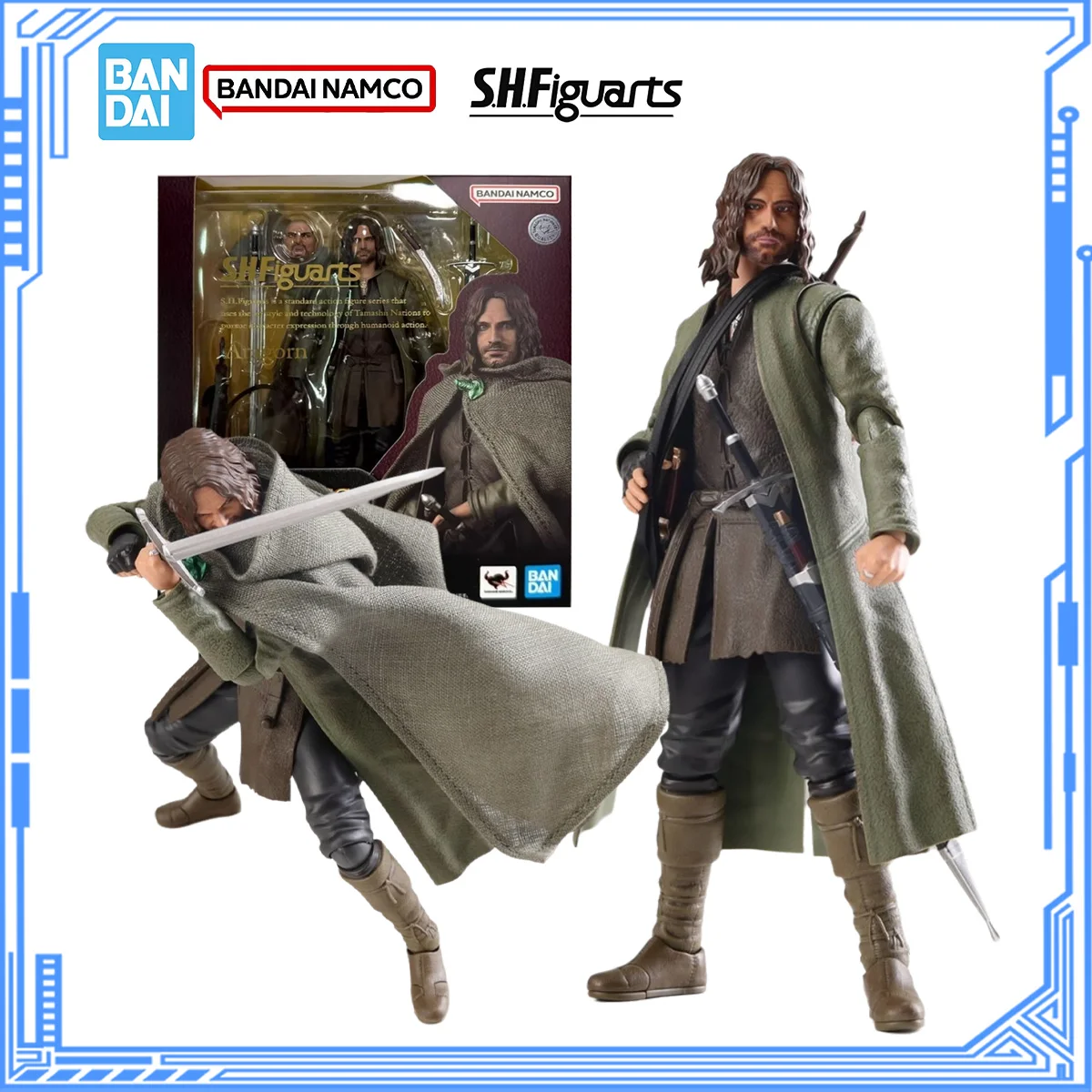 

Bandai Genuine The Lord of the Rings Model Kit Movie Figures SHF Aragorn Action Figure Joints Movable Model for Boys Toys Gifts