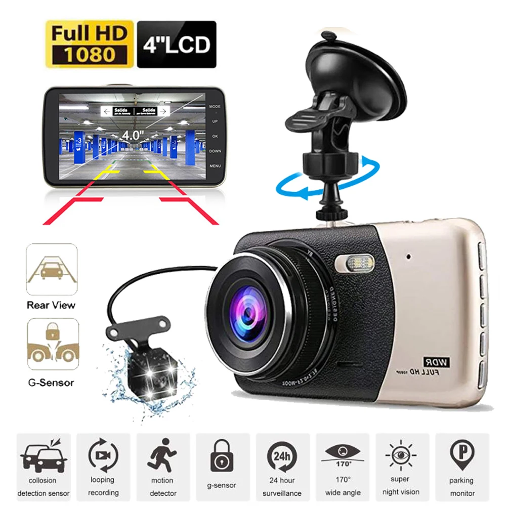 Dash Cam Full HD 1080P Car DVR Rear View Car Camera Video Recorder Car Accessories Night Vision Black Box Dashcam Registrator