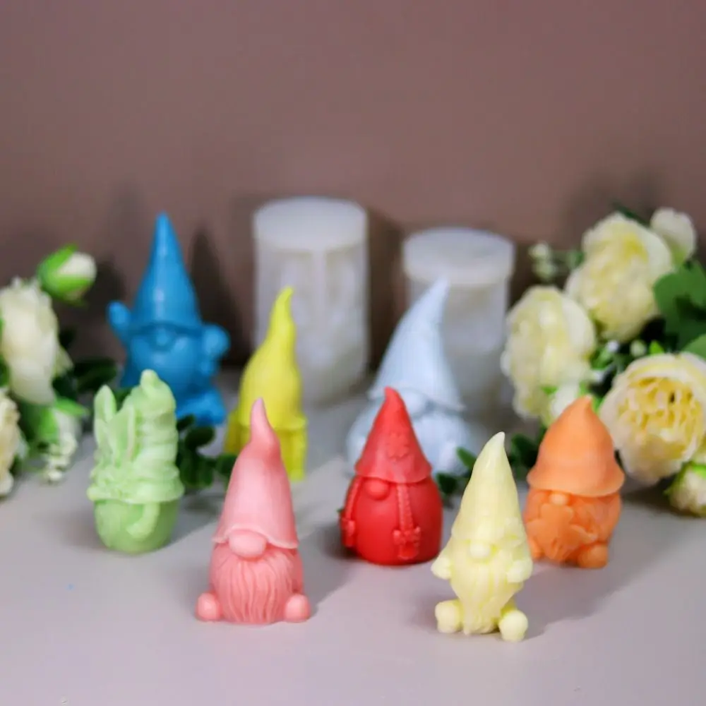 Белая рождественская форма для литья Санта-Клауса, 3D аксессуары ручной работы, безликая форма для гнома, гаджеты «сделай сам», праздничные принадлежности, форма для свечей с гномом