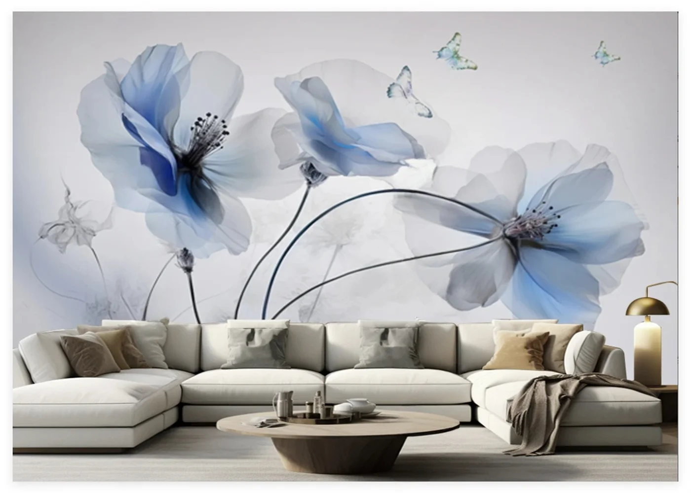 Custom size wallpaper beautiful fresh hand-painted flowers Butterfly sofa TV background home decoration bedroom 3d wallpaper