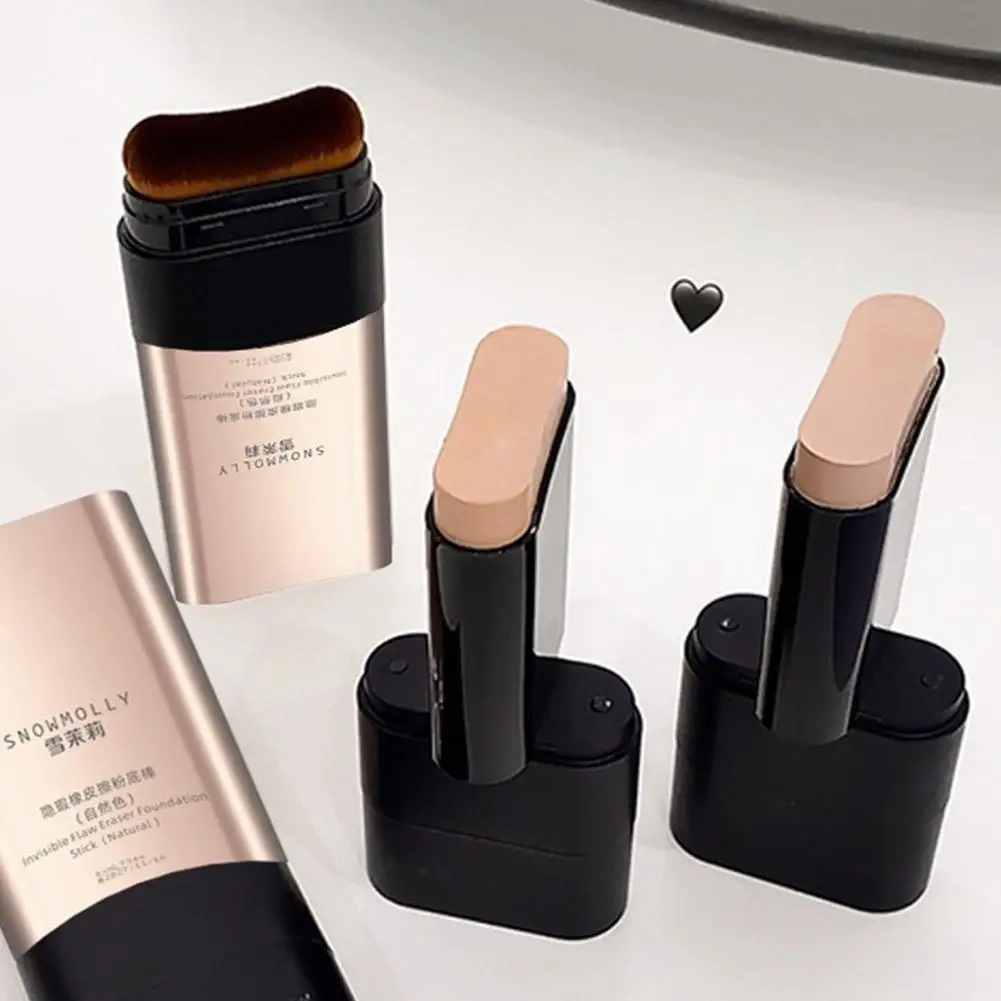 1 قطعة عصا كريم أساس ممحاة خفيفة رطبة مع فرشاة كريم خافي عيوب يدوم طويلاً لمستحضرات تجميل الوجه